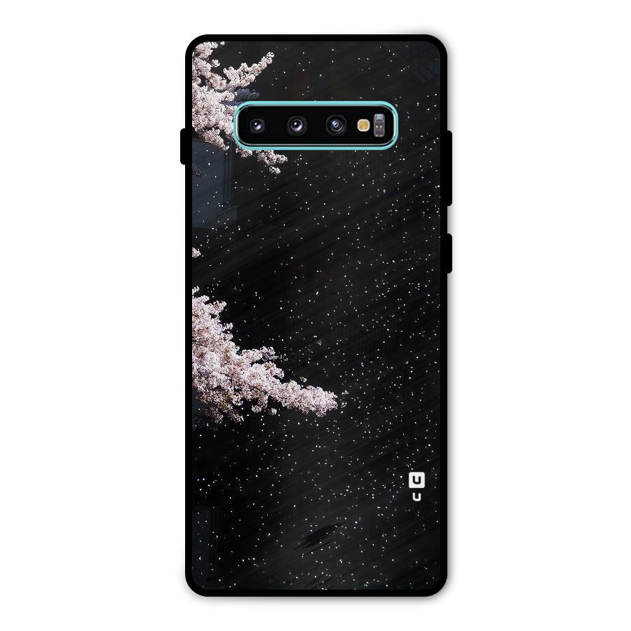 Beautiful Night Sky Flowers Metal Back Case for Galaxy S10 Plus