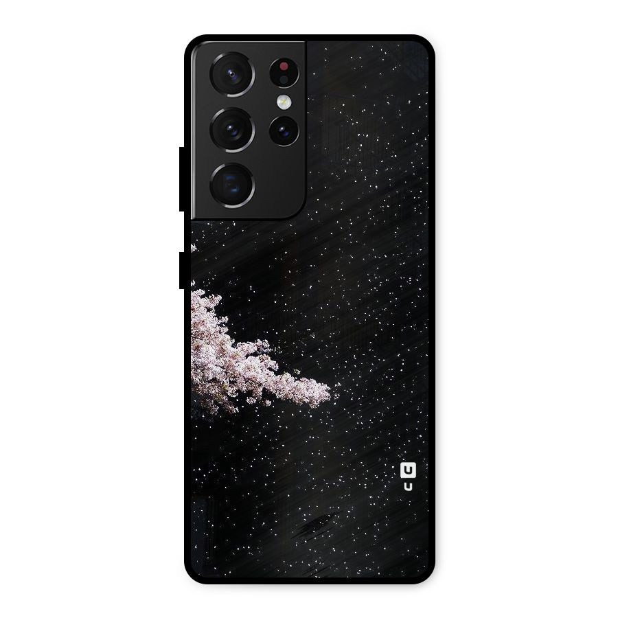 Beautiful Night Sky Flowers Metal Back Case for Galaxy S21 Ultra 5G