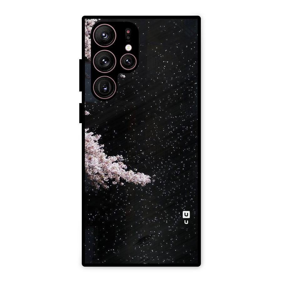 Beautiful Night Sky Flowers Metal Back Case for Galaxy S22 Ultra 5G