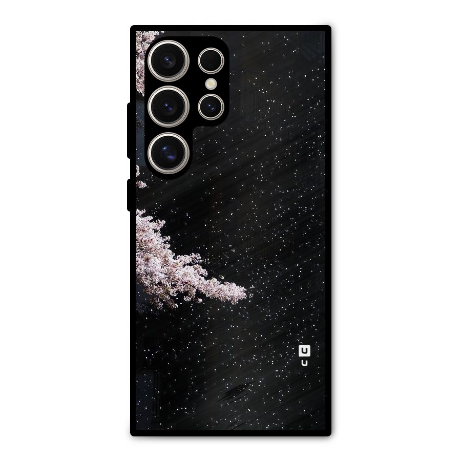 Beautiful Night Sky Flowers Metal Back Case for Galaxy S24 Ultra