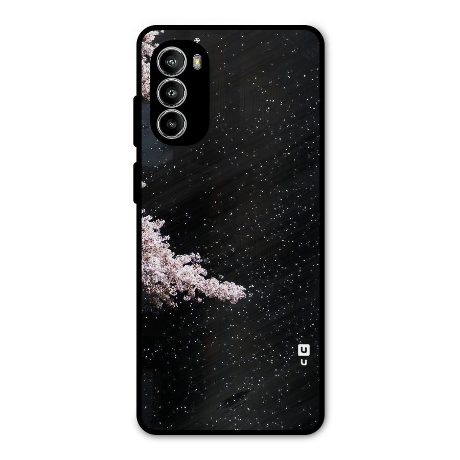 Beautiful Night Sky Flowers Metal Back Case for Moto G52