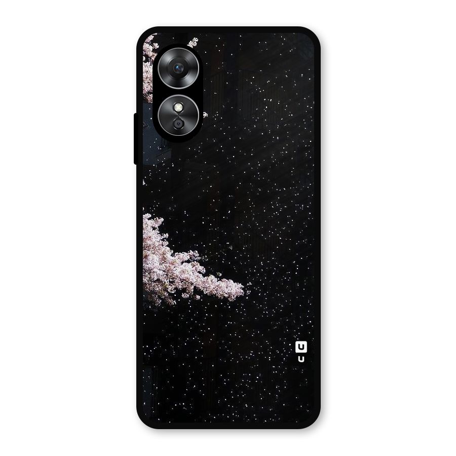 Beautiful Night Sky Flowers Metal Back Case for Oppo A17