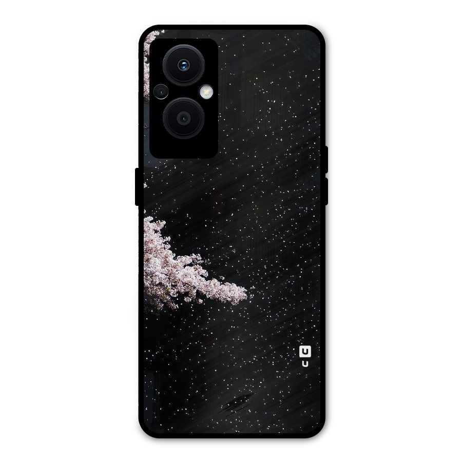 Beautiful Night Sky Flowers Metal Back Case for Oppo F21 Pro 5G