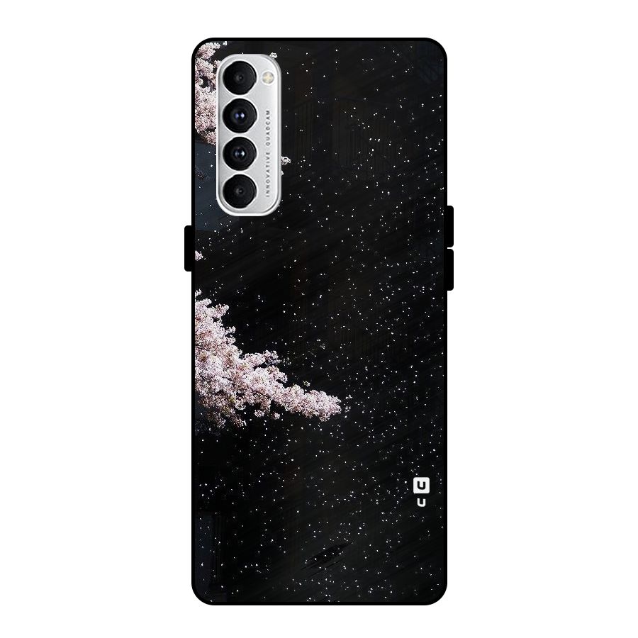 Beautiful Night Sky Flowers Metal Back Case for Oppo Reno4 Pro