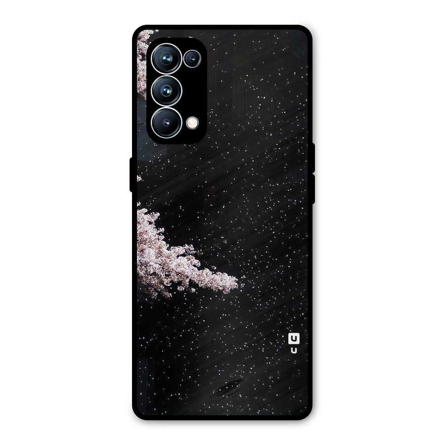 Beautiful Night Sky Flowers Metal Back Case for Oppo Reno5 Pro 5G