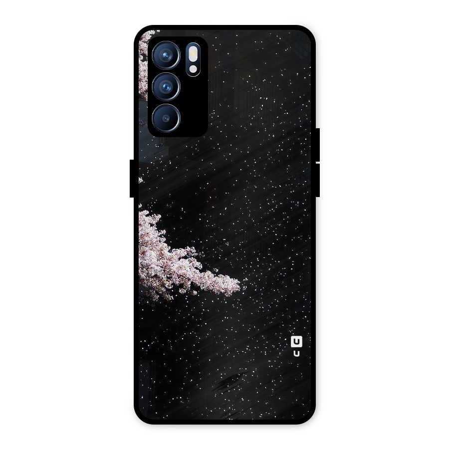 Beautiful Night Sky Flowers Metal Back Case for Oppo Reno6 5G