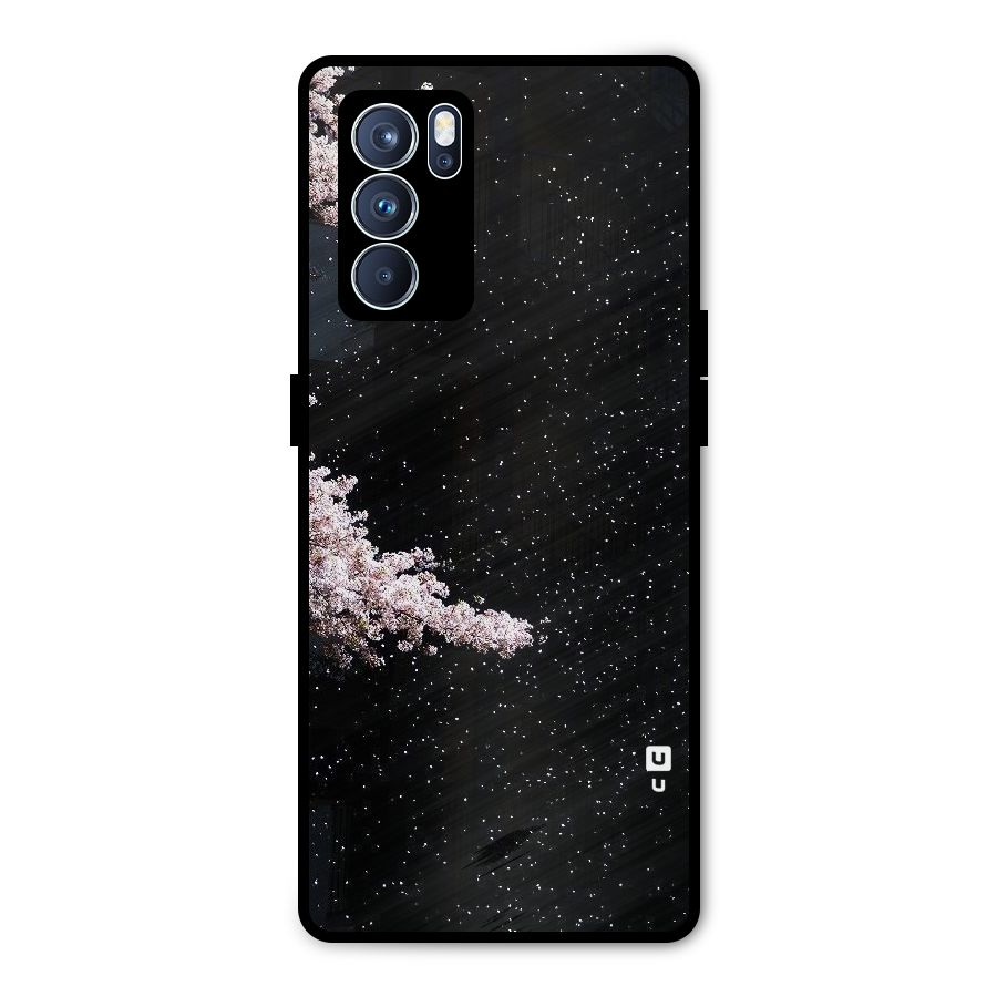 Beautiful Night Sky Flowers Metal Back Case for Oppo Reno6 Pro 5G