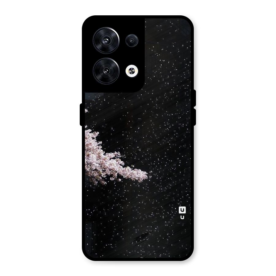 Beautiful Night Sky Flowers Metal Back Case for Oppo Reno8 5G