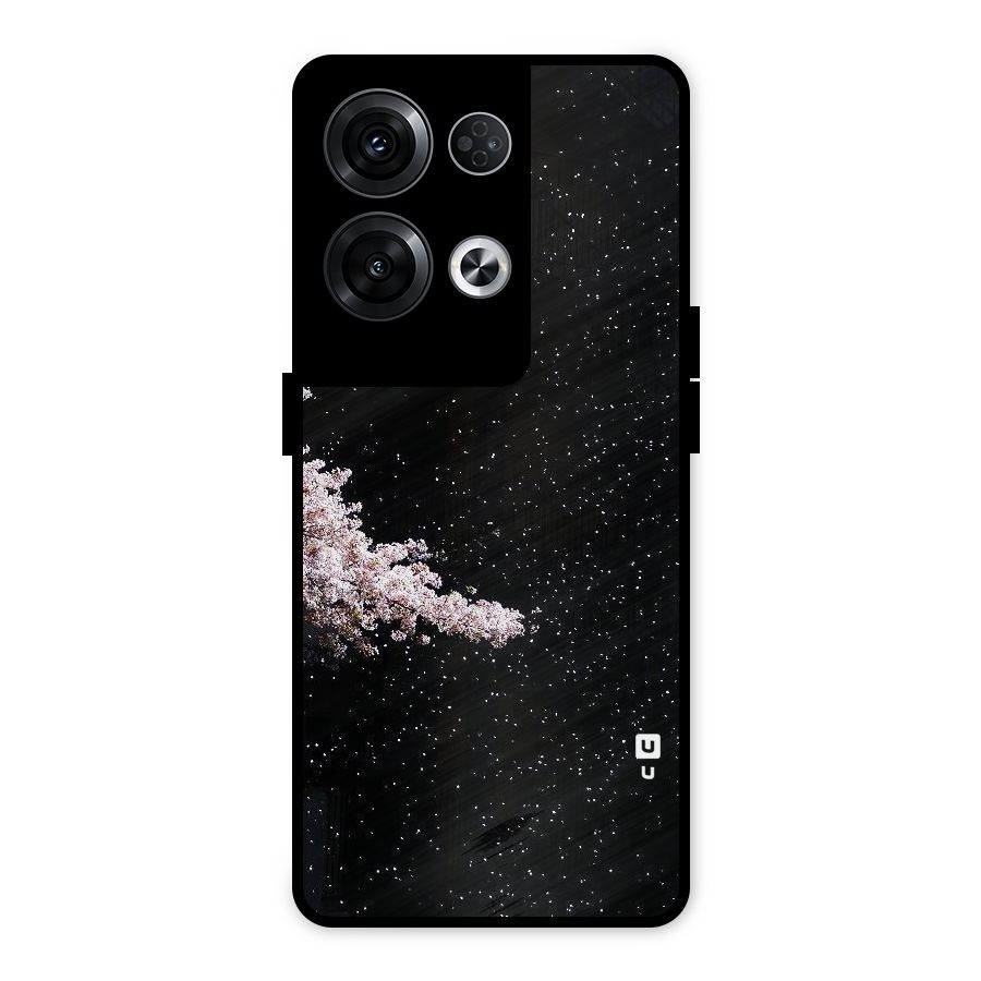 Beautiful Night Sky Flowers Metal Back Case for Oppo Reno8 Pro 5G