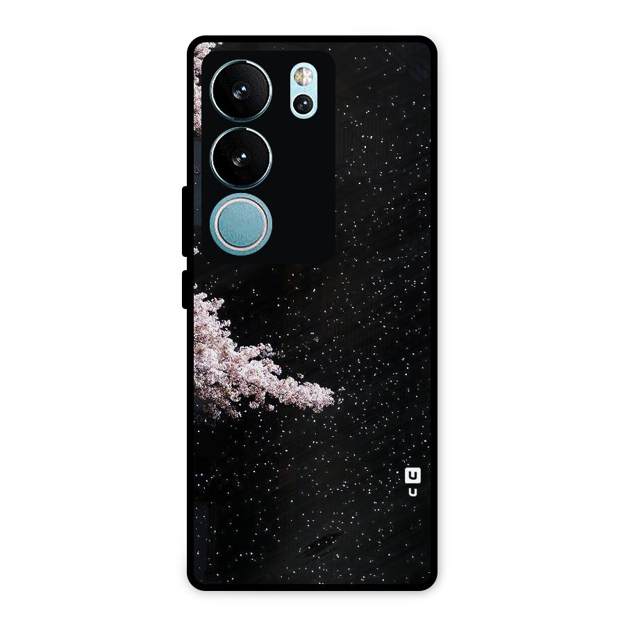 Beautiful Night Sky Flowers Metal Back Case for Vivo V29 Pro