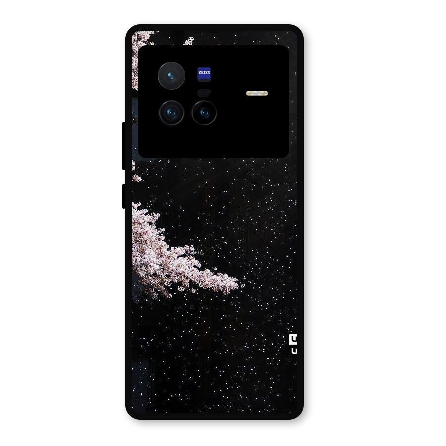 Beautiful Night Sky Flowers Metal Back Case for Vivo X80