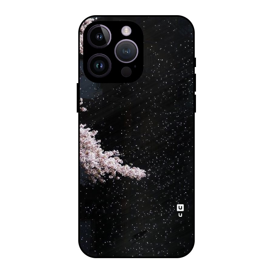 Beautiful Night Sky Flowers Metal Back Case for iPhone 14 Pro Max