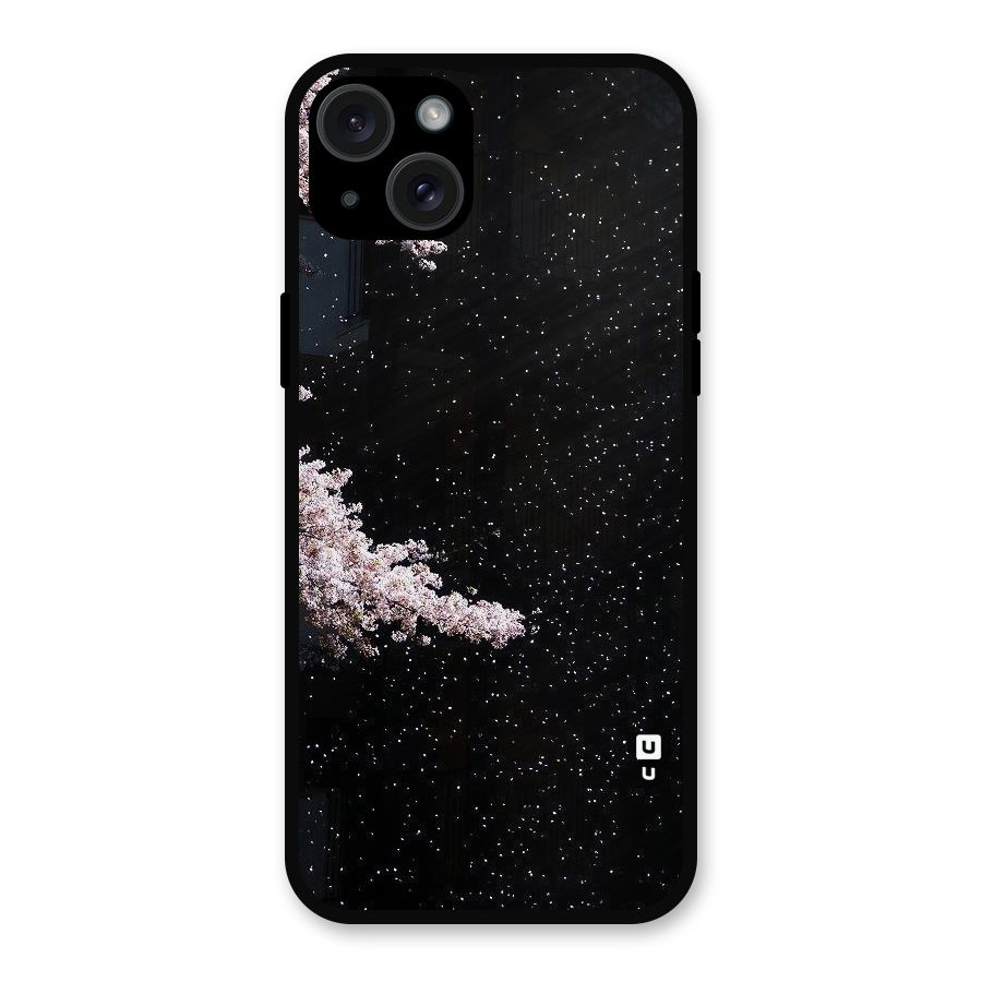 Beautiful Night Sky Flowers Metal Back Case for iPhone 15 Plus