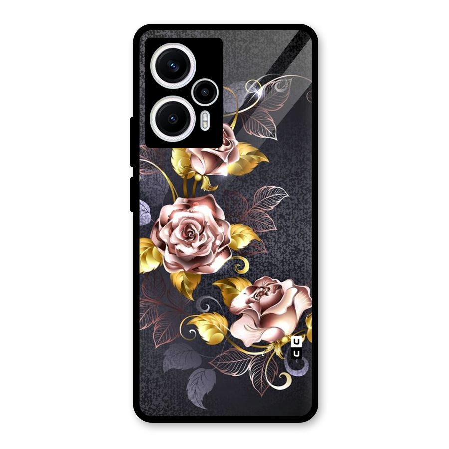Beautiful Old Floral Design Glass Back Case for Poco F5