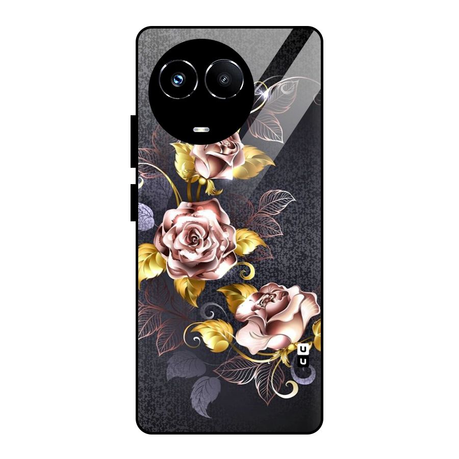 Beautiful Old Floral Design Glass Back Case for Realme 11X