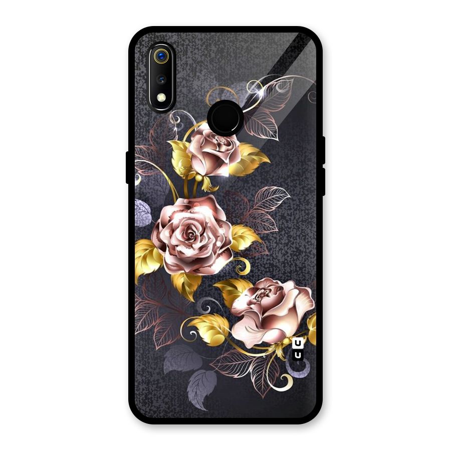 Beautiful Old Floral Design Glass Back Case for Realme 3