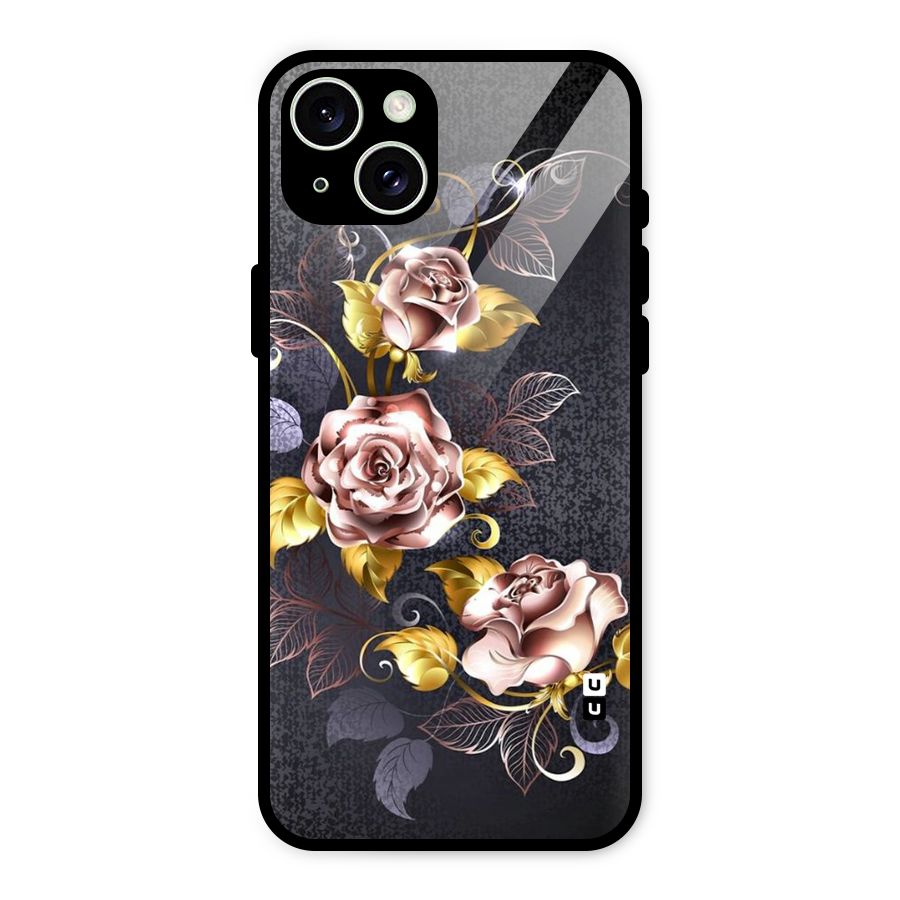 Beautiful Old Floral Design Glass Back Case for iPhone 15 Plus