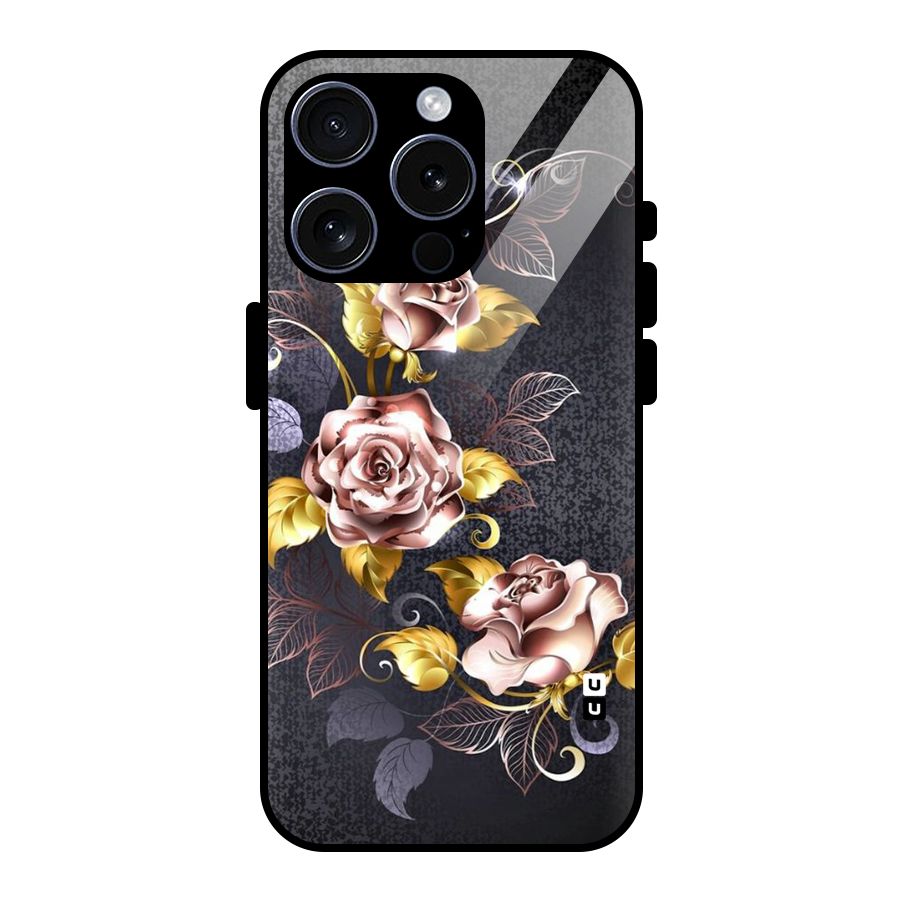 Beautiful Old Floral Design Glass Back Case for iPhone 15 Pro