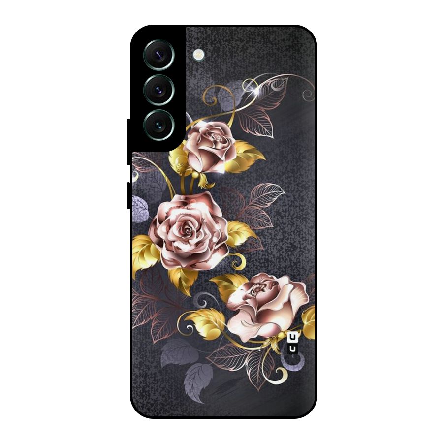 Beautiful Old Floral Design Metal Back Case for Galaxy S22 Plus 5G