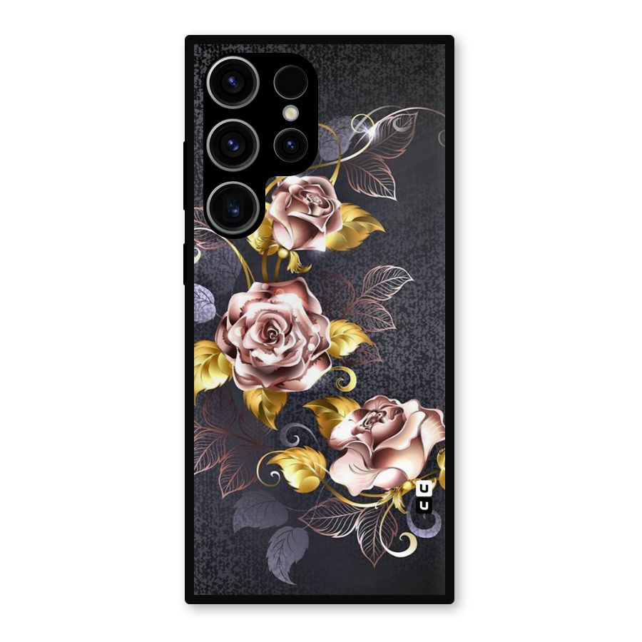 Beautiful Old Floral Design Metal Back Case for Galaxy S23 Ultra