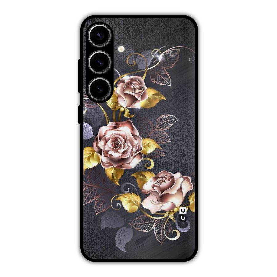 Beautiful Old Floral Design Metal Back Case for Galaxy S24 Plus