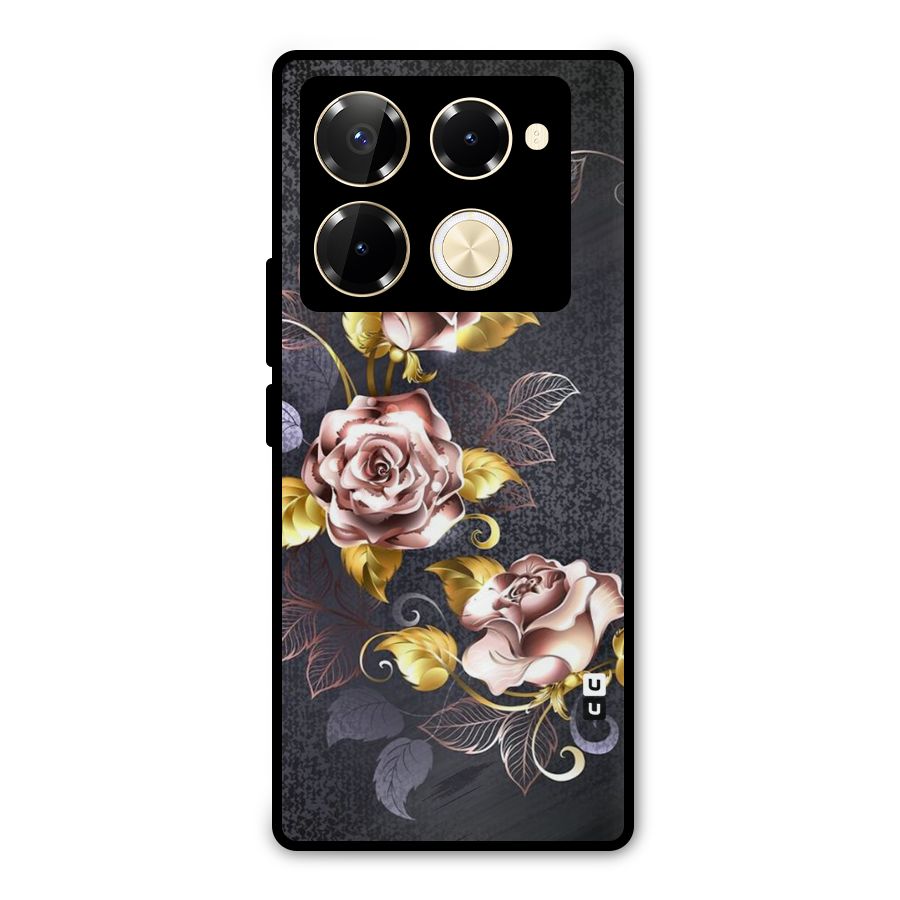 Beautiful Old Floral Design Metal Back Case for Infinix Note 40 Pro