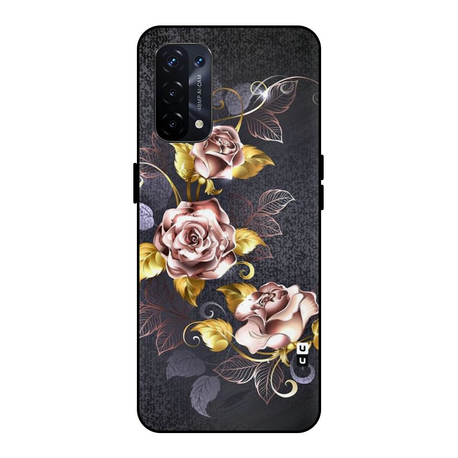 Beautiful Old Floral Design Metal Back Case for Oppo A74 5G