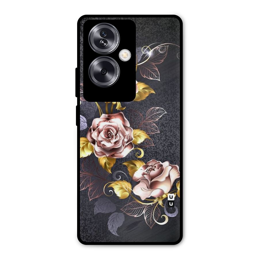 Beautiful Old Floral Design Metal Back Case for Oppo A79 5G