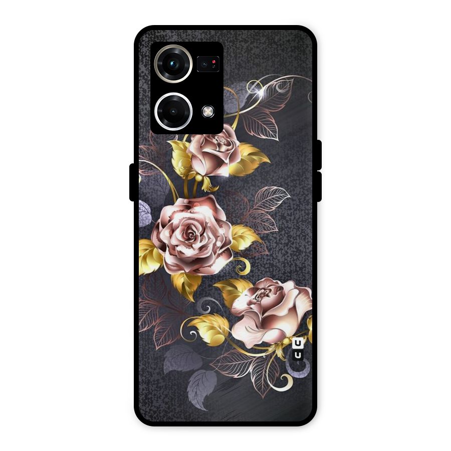 Beautiful Old Floral Design Metal Back Case for Oppo F21 Pro 4G