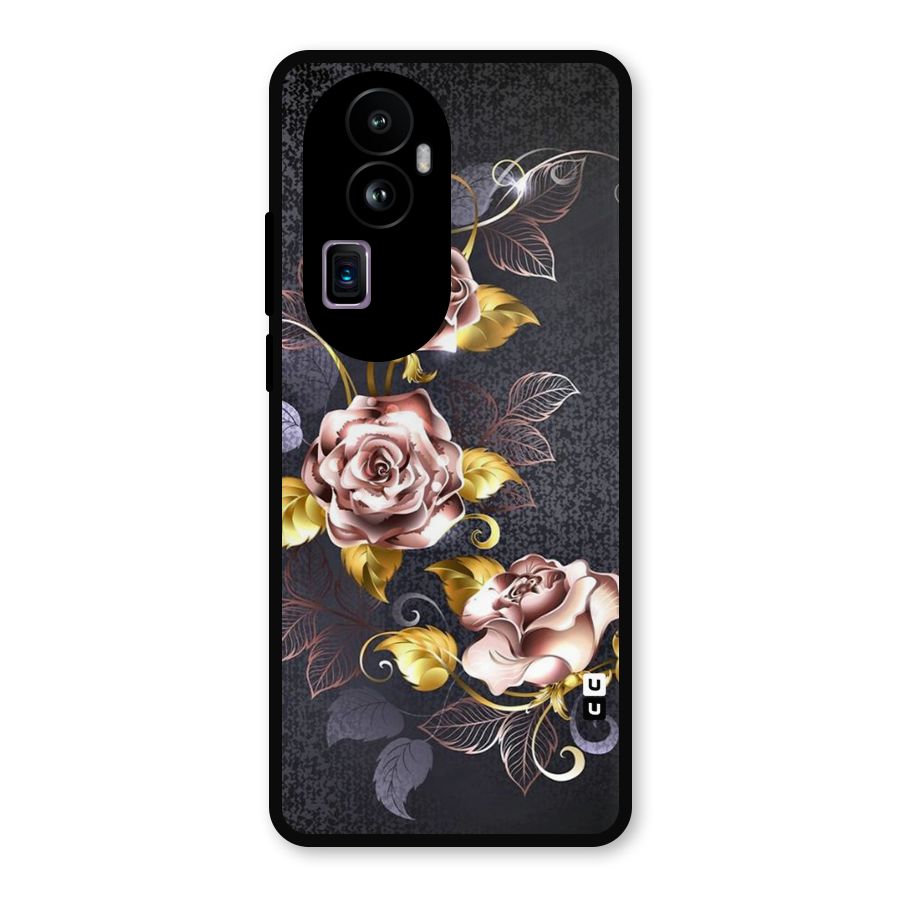Beautiful Old Floral Design Metal Back Case for Oppo Reno10 Pro Plus