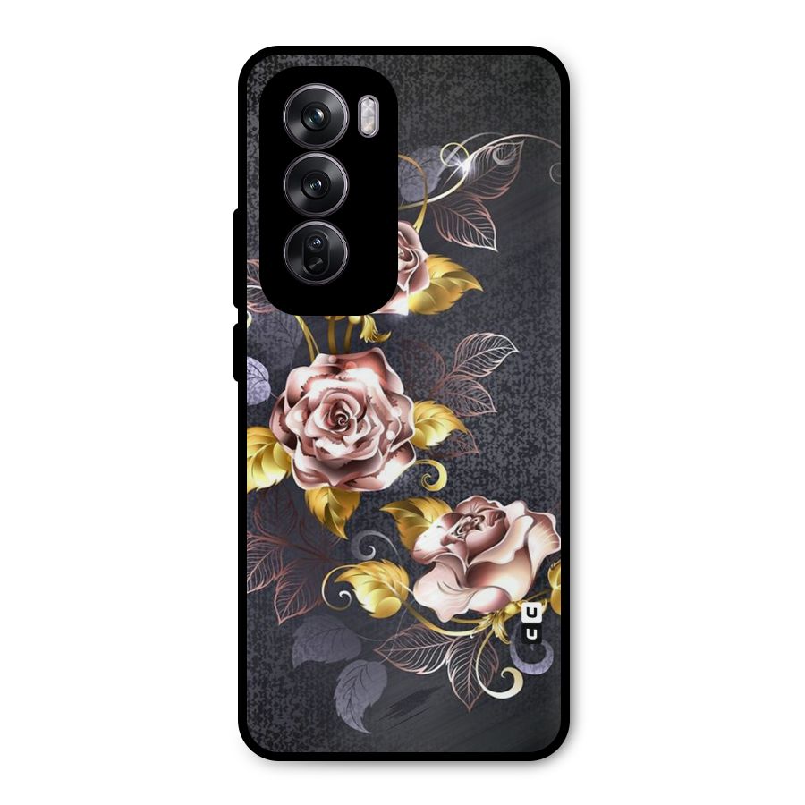 Beautiful Old Floral Design Metal Back Case for Oppo Reno12 Pro