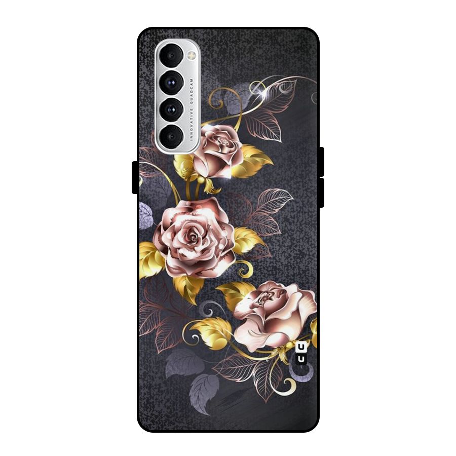 Beautiful Old Floral Design Metal Back Case for Oppo Reno4 Pro