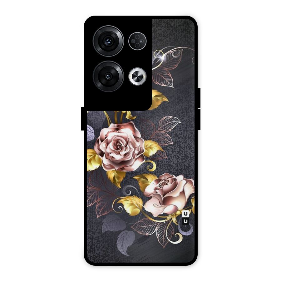Beautiful Old Floral Design Metal Back Case for Oppo Reno8 Pro 5G