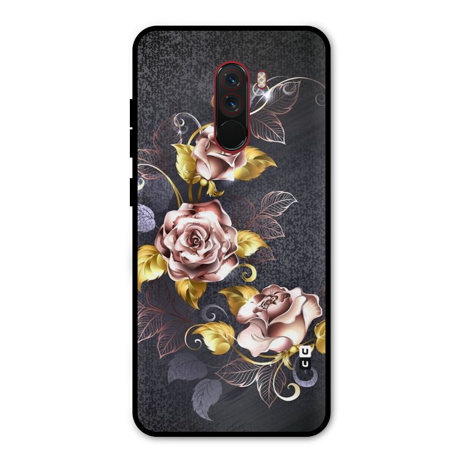Beautiful Old Floral Design Metal Back Case for Poco F1