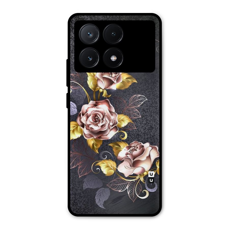 Beautiful Old Floral Design Metal Back Case for Poco X6 Pro