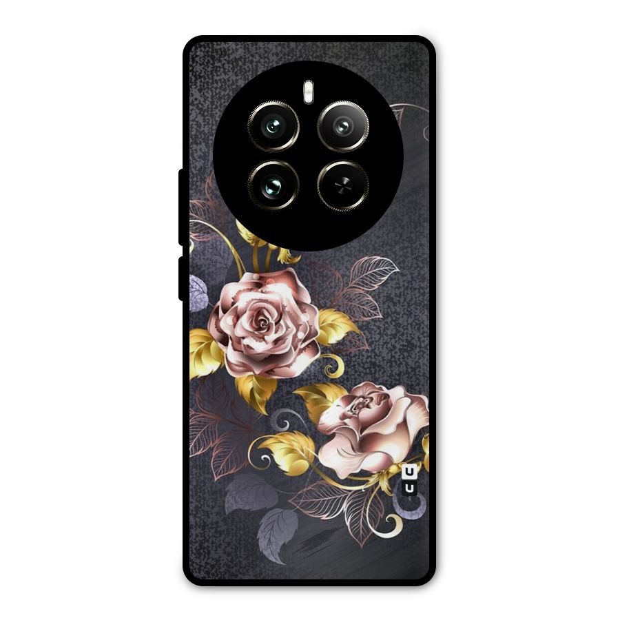 Beautiful Old Floral Design Metal Back Case for Realme 12 Pro