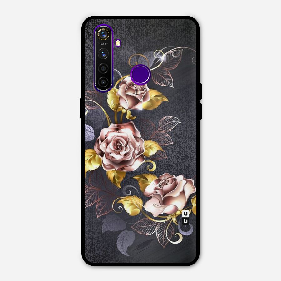 Beautiful Old Floral Design Metal Back Case for Realme 5 Pro