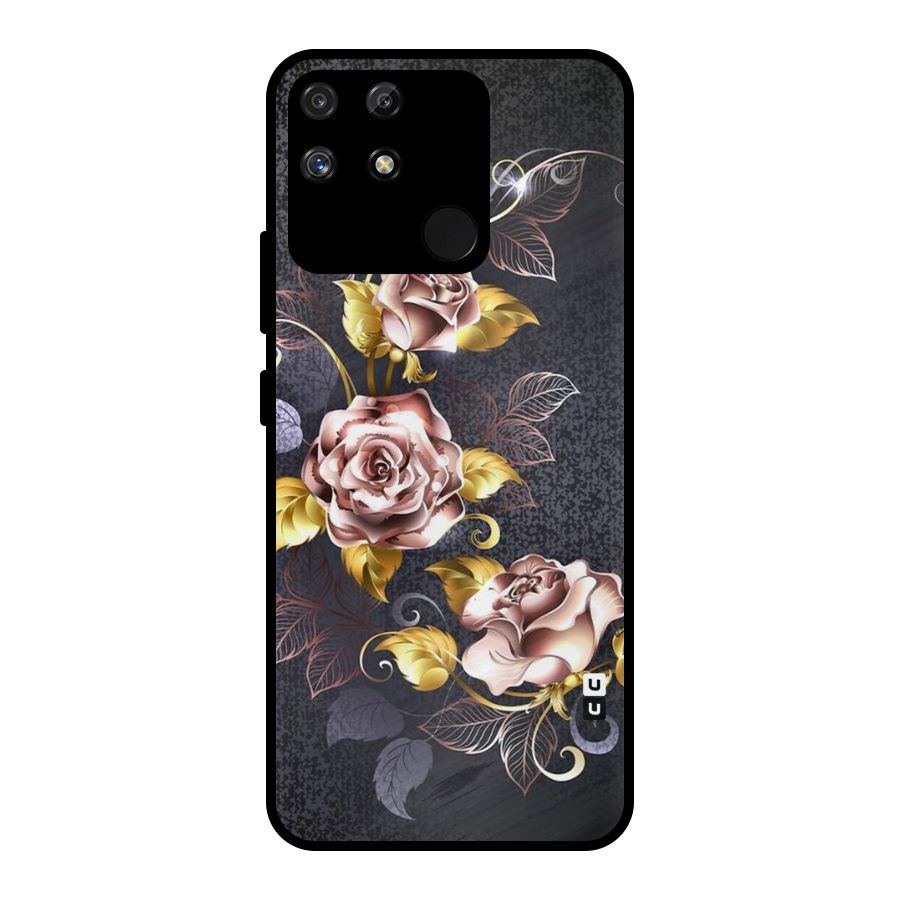Beautiful Old Floral Design Metal Back Case for Realme Narzo 50A
