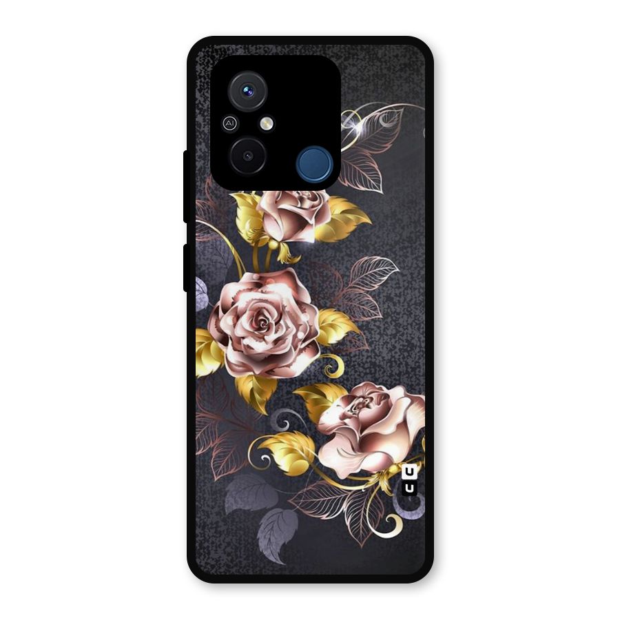 Beautiful Old Floral Design Metal Back Case for Redmi 12C