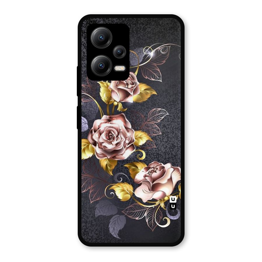 Beautiful Old Floral Design Metal Back Case for Redmi Note 12 5G