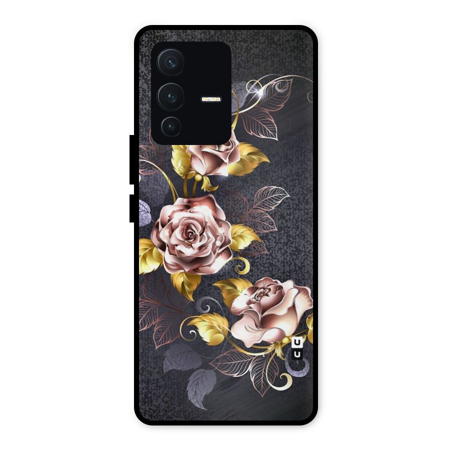 Beautiful Old Floral Design Metal Back Case for Vivo V23 5G
