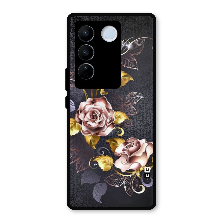 Beautiful Old Floral Design Metal Back Case for Vivo V27 Pro