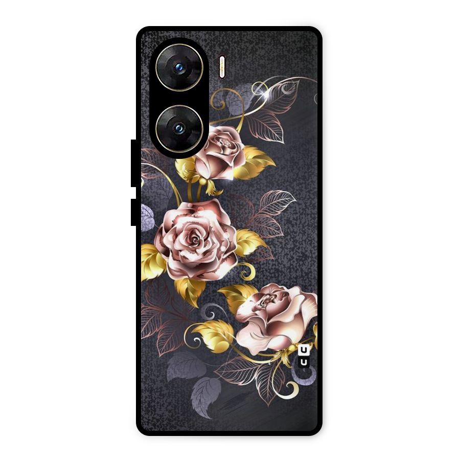 Beautiful Old Floral Design Metal Back Case for Vivo V29e