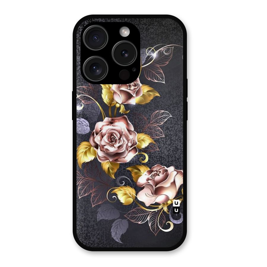 Beautiful Old Floral Design Metal Back Case for iPhone 15 Pro