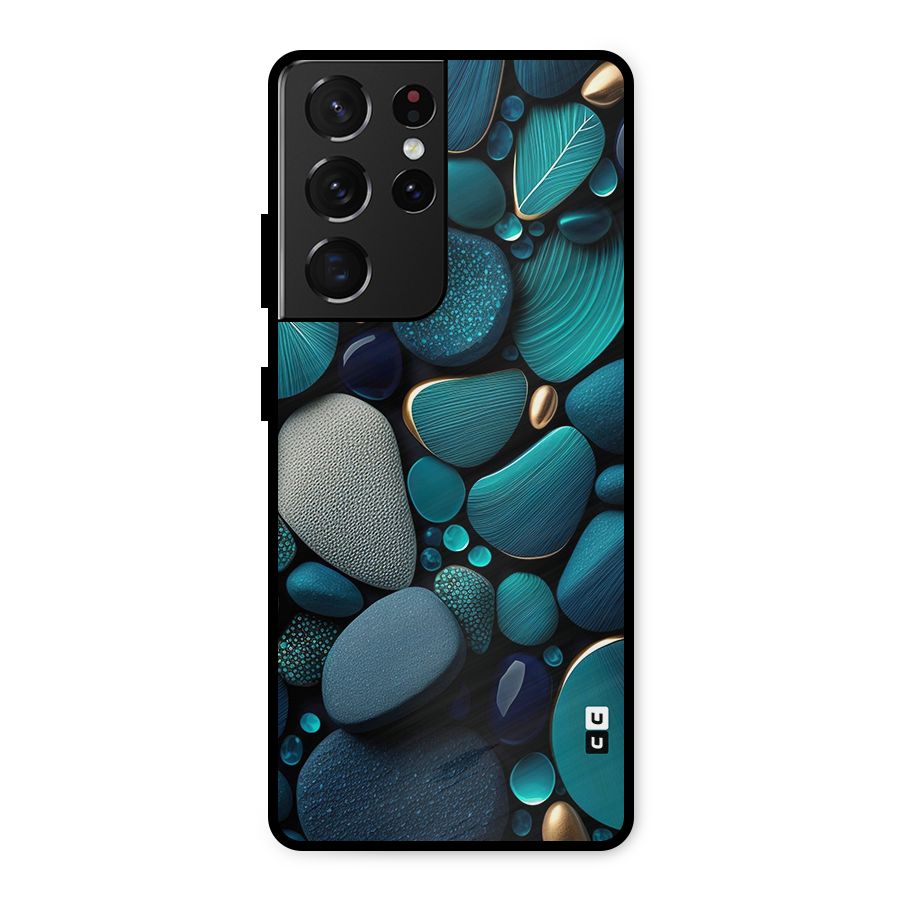 Beautiful Pebble Stones Metal Back Case for Galaxy S21 Ultra 5G