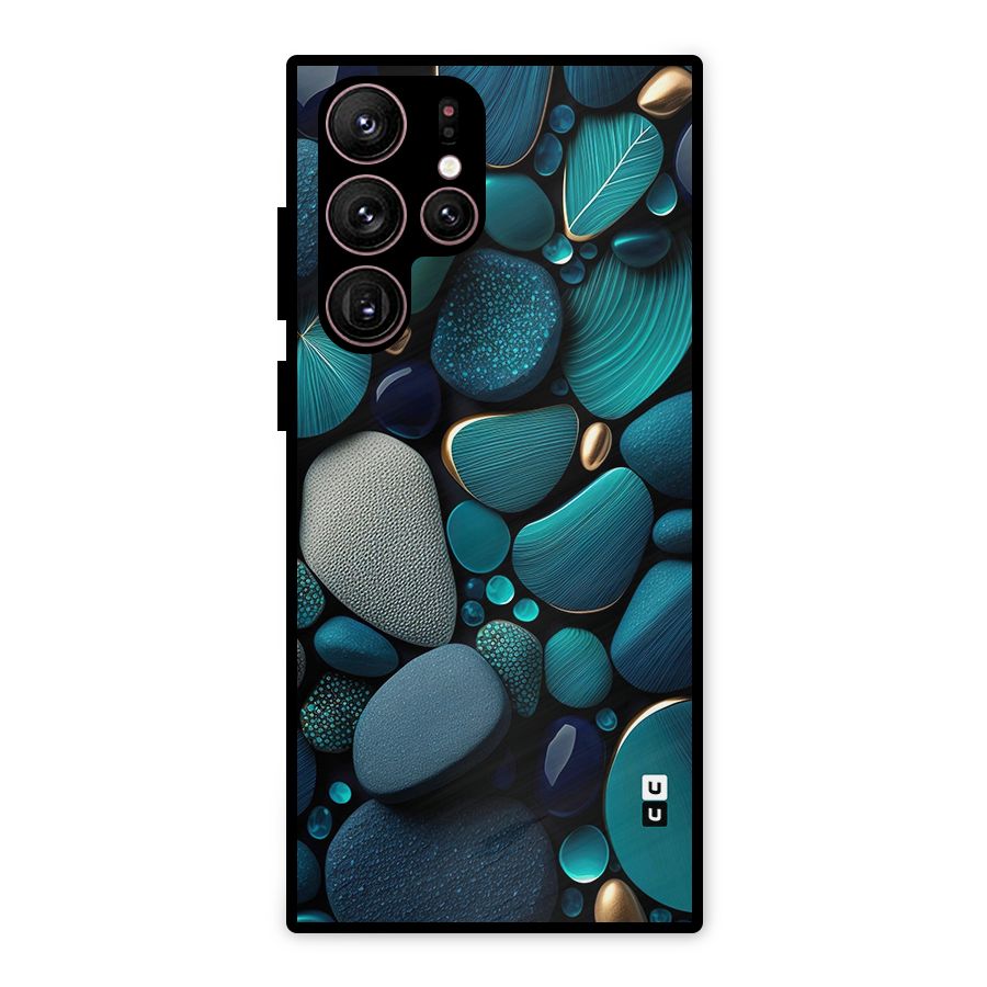 Beautiful Pebble Stones Metal Back Case for Galaxy S22 Ultra 5G