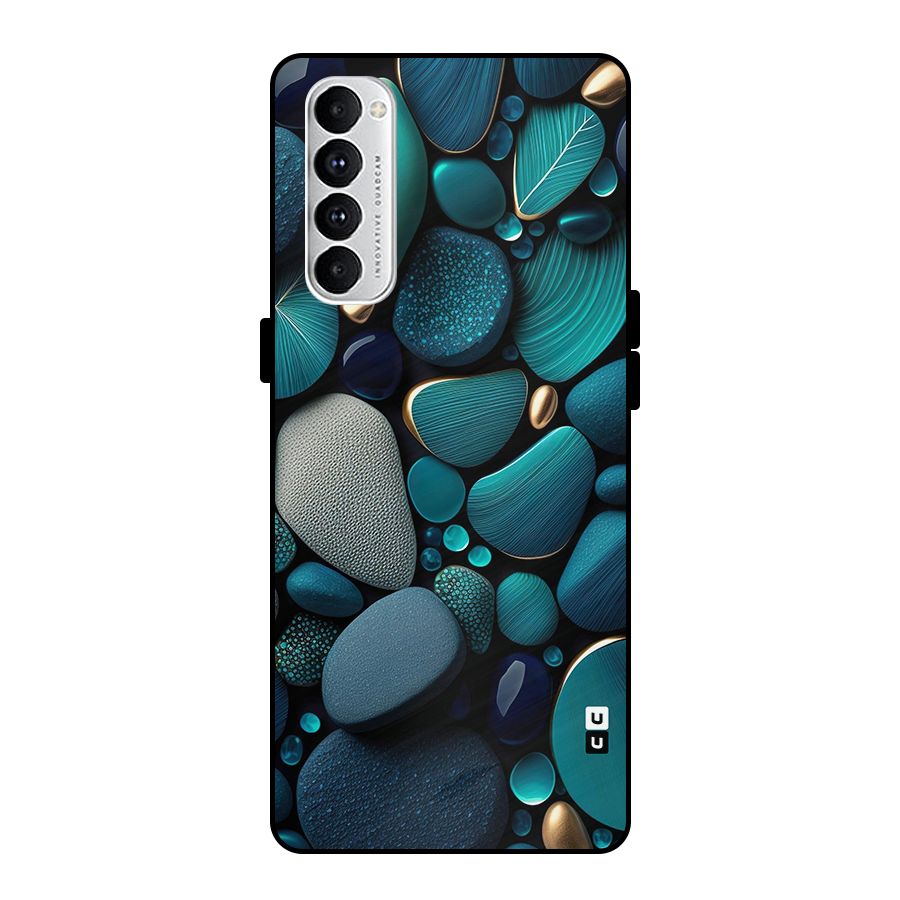 Beautiful Pebble Stones Metal Back Case for Oppo Reno4 Pro