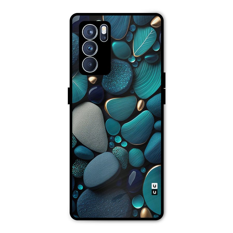 Beautiful Pebble Stones Metal Back Case for Oppo Reno6 Pro 5G