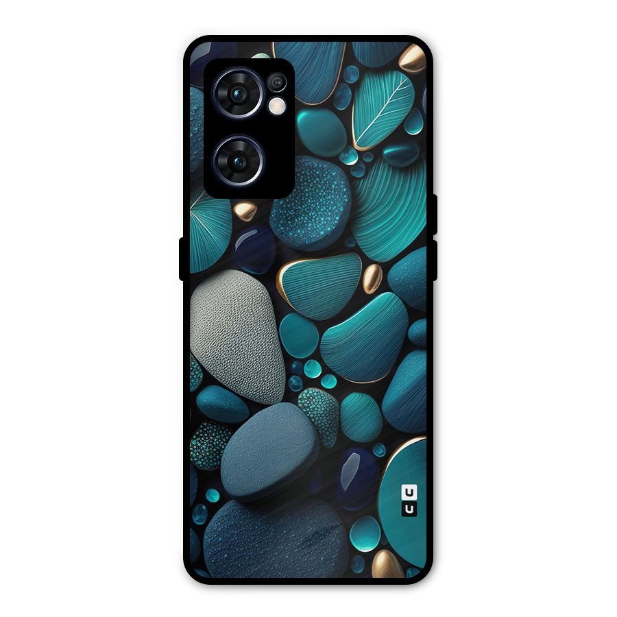 Beautiful Pebble Stones Metal Back Case for Oppo Reno7 5G