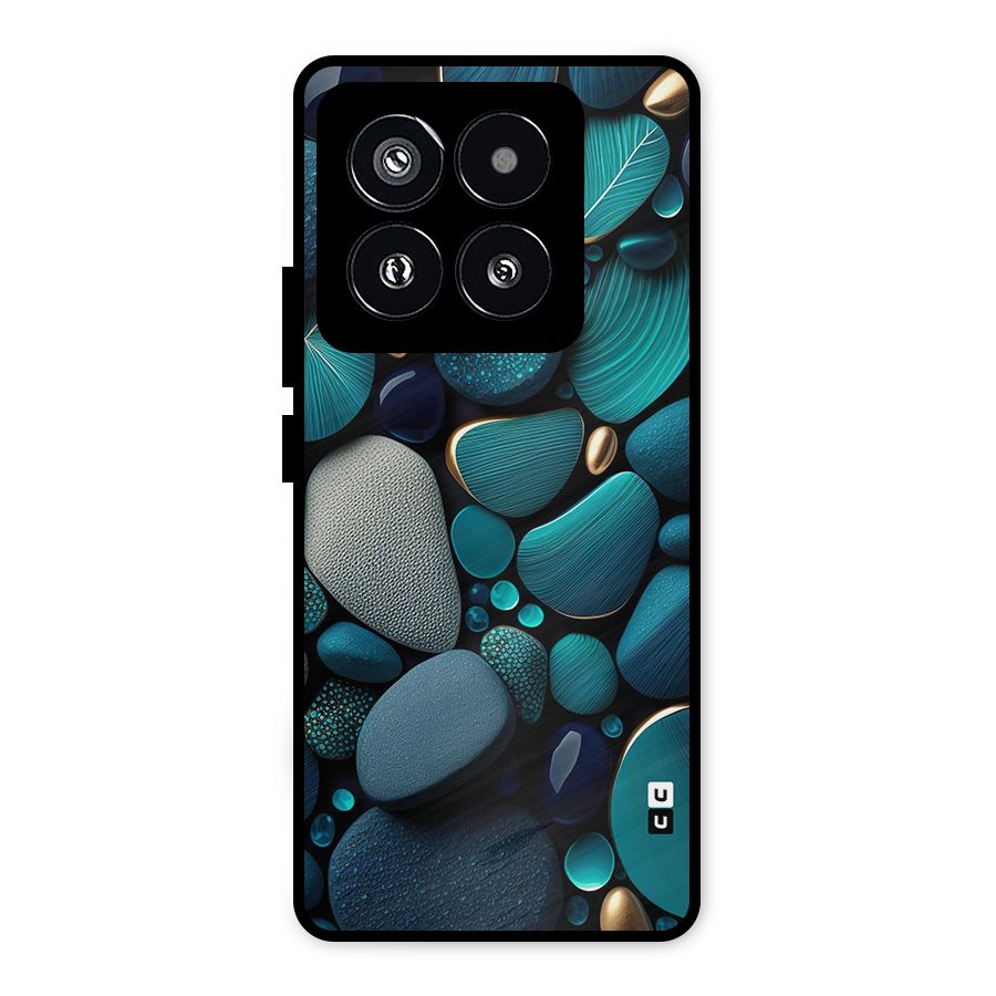 Beautiful Pebble Stones Metal Back Case for Xiaomi 14 Pro